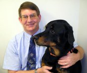 Dr. Jim Hackworth, with the best dog in the world, Mercedes